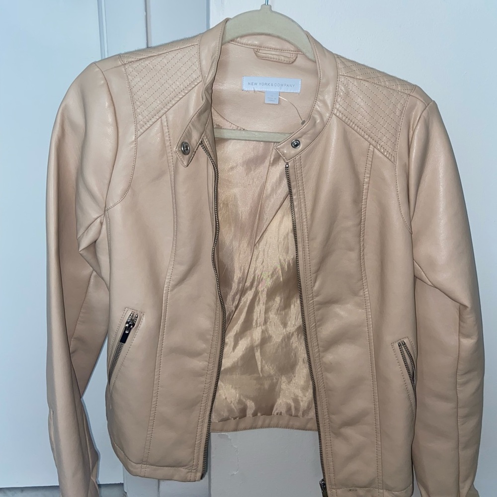 Beige leather jacket